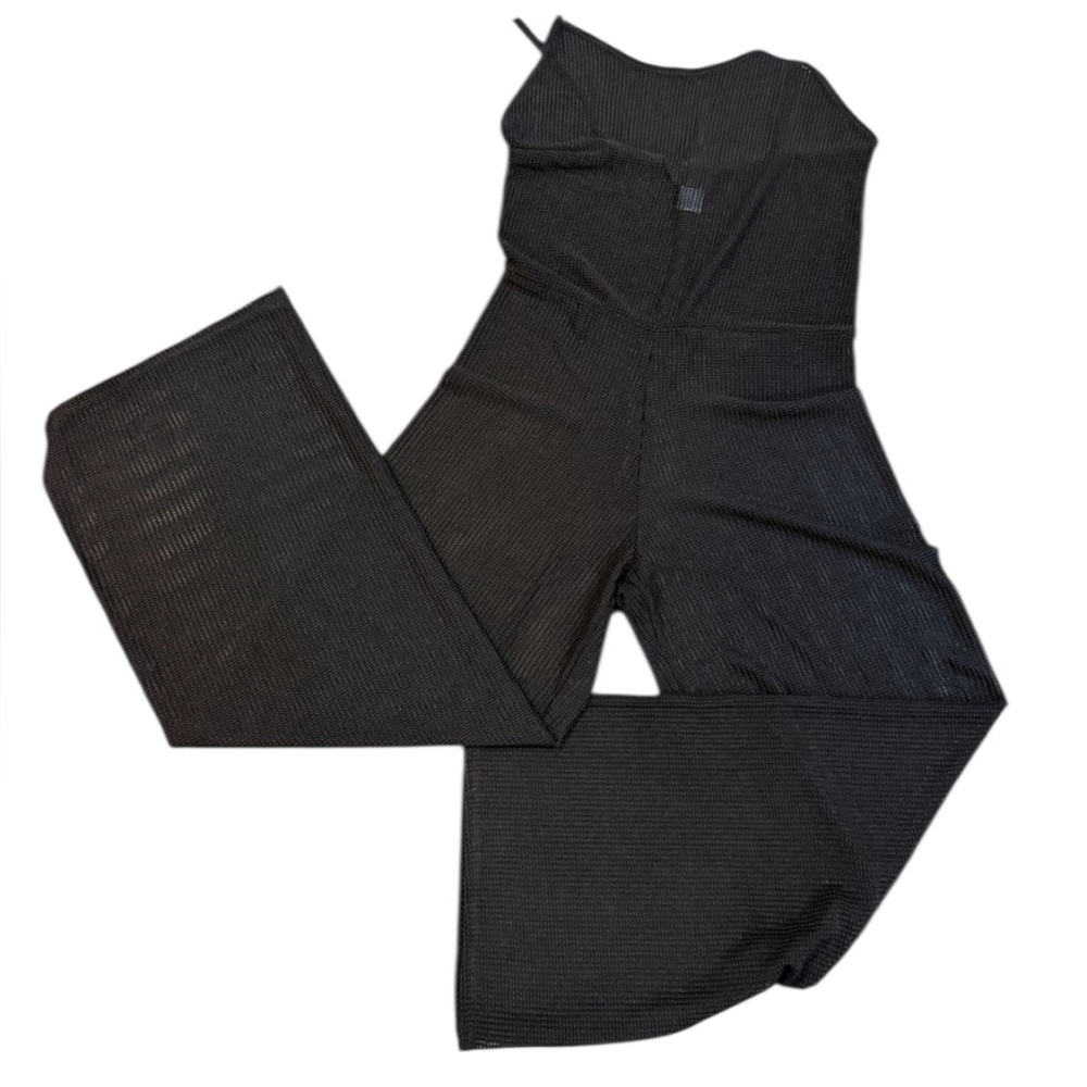 Jordan Taylor Sheer Black Mesh Wide Leg Jumpsuit Cover-Up - Medium
